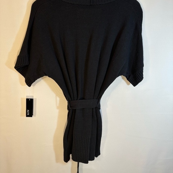 ALYX Womens Sweater Cardigan Sz L Knit Aztec Belted Dolman Sleeves Black White - Picture 12 of 14